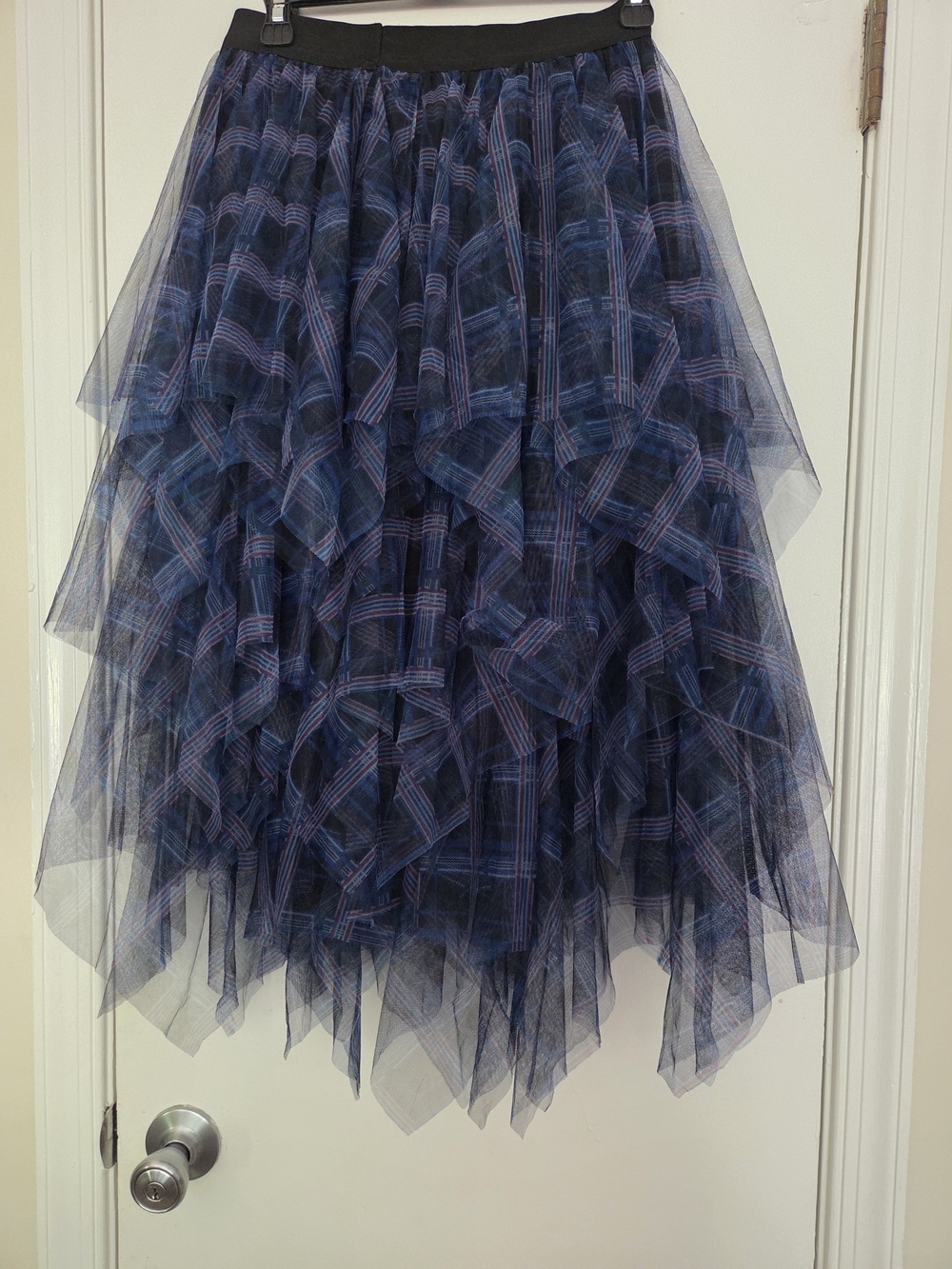 ​Dark Academia Plaid Tulle Tiered Maxi Skirt Whimsigoth Grunge Fairycore NWOT - Picture 3 of 4